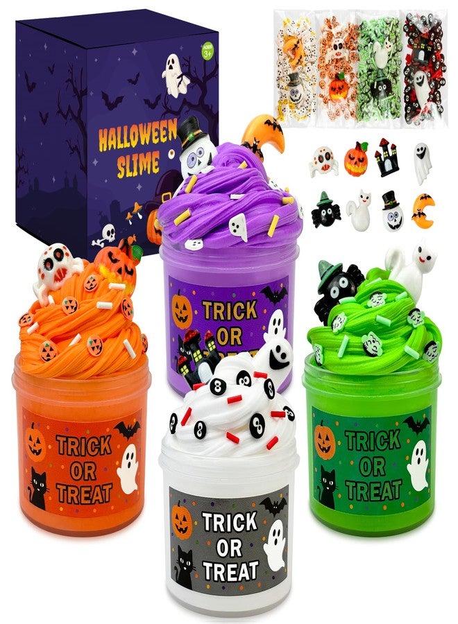 Leetous Halloween Goodie Treat Bag Stuffers for Kids 8 PCS, Halloween Slime Kit with Add ins for Toddler,Mini Birthday Party Favor Supplies Classroom Prize Boo Spooky Trick or Treat Basket Bucket Pinata Items - Image 1